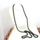 NEWHOUSE Vintage Set Black Beads 55 Inch Long Necklace Earrings Signed