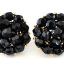 NEWHOUSE Vintage Set Black Beads 55 Inch Long Necklace Earrings Signed