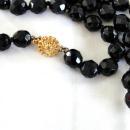 NEWHOUSE Vintage Set Black Beads 55 Inch Long Necklace Earrings Signed