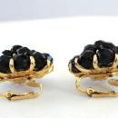 NEWHOUSE Vintage Set Black Beads 55 Inch Long Necklace Earrings Signed