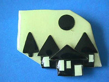 Lucinda House Pin,Blk & Wht,Full Moon,Nice!