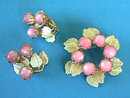 PINK Moonglow Set Settings Enamel VintUnqiue Gorgeous