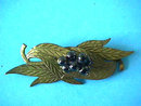 Kandell Marcus Brooch Early Brass Black Beads 3 5/8 inches