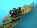 Kandell Marcus Brooch Early Brass Black Beads 3 5/8 inches