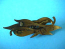 Kandell Marcus Brooch Early Brass Black Beads 3 5/8 inches