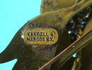 Kandell Marcus Brooch Early Brass Black Beads 3 5/8 inches