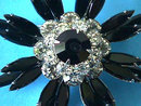 Black White Brooch Pin Signed Vintage Prong Set