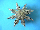Black White Brooch Pin Signed Vintage Prong Set