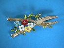 Enamel Garden Shears Pin Flowers R/Ss Pruning