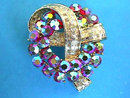 Stunning Red Aurora Bourealis Pin Knot Vintage