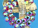 Stunning Red Aurora Bourealis Pin Knot Vintage