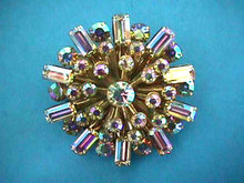 AB Snowflake Pin Brooch Gorgeous Vintage 2.25 in