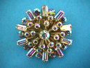 AB Snowflake Pin Brooch Gorgeous Vintage 2.25 in
