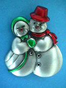 Mr Mrs Snowman Pin Enamel Signed So Cute!