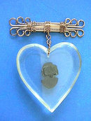 Vintage Cameo Bar Pin Heart Fancy Wire Work