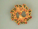 Christmas Deer Wreath Pin Enamel Vintage
