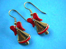 Christmas Bell Earrings Enamel Pierced