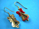 Christmas Bell Earrings Enamel Pierced