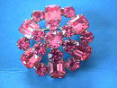 PINK Rhinestones Pin Brooch Prong Set Vintage