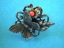 Butterfly Filigree Faux Coral Earrings Vintage