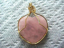 Rose Quartz Heart Pendant Artisan Wire Wrap