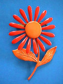 1960s Flower Pin Oranges Vintage Flower Power Enamel