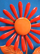 1960s Flower Pin Oranges Vintage Flower Power Enamel