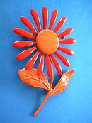 1960s Flower Pin Oranges Vintage Flower Power Enamel