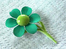 1960s Flower Pin Greens Vintage Flower Power Enamel