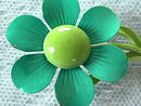 1960s Flower Pin Greens Vintage Flower Power Enamel