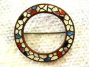 Old Guilloche Pin Mosaic Different Enamel