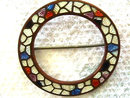 Old Guilloche Pin Mosaic Different Enamel