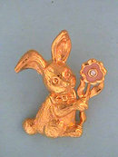Bunny Rabbit Flower Pin Rhinestone So Cute!