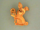 Bunny Rabbit Flower Pin Rhinestone So Cute!