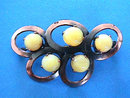 Yellow Moonglow Pin Copper West Germany Vintage