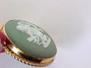 WEDGWOOD Green Cameo Pin Pendant Gold Filled Cherub
