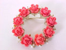 Coral Flowers Pin Salmon Vintage Roses