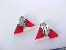 Red White MOD Earrings Triangles Vintage