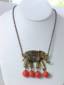 Elephant Coral (Faux) Bead Drop Necklace Vintage