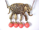 Elephant Coral (Faux) Bead Drop Necklace Vintage