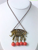 Elephant Coral (Faux) Bead Drop Necklace Vintage