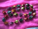 30 Inch Twisted Shaped Multi Beaded Neck with Gold Splashes