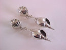 Sterling Clam Conch Shell Earrings Pierced Vintage Signed