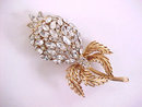 Lilac Protea Rhinestone Brooch Vintage Massive Decadent