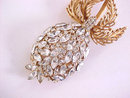 Lilac Protea Rhinestone Brooch Vintage Massive Decadent