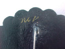 Signed Russian Lacquer Pin Scalloped Hand Painted