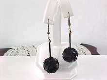 Black Sequin Earrings Drops Pierced Vintage