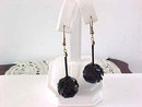 Black Sequin Earrings Drops Pierced Vintage
