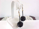 Black Sequin Earrings Drops Pierced Vintage