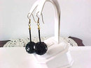 Black Sequin Earrings Drops Pierced Vintage